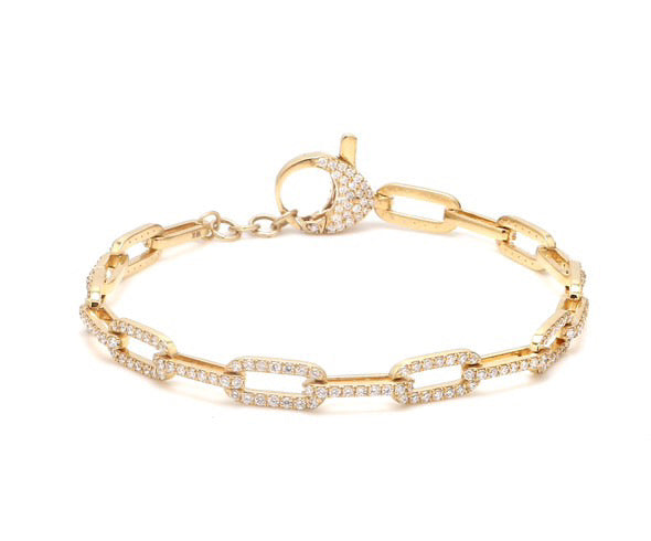 Diamond Pavé Flat Cable Link Chain Bracelet