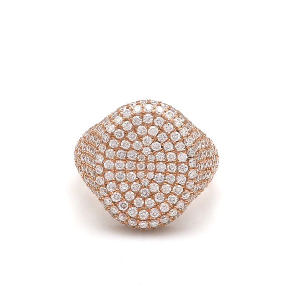 Oval Full Pavé Diamond Signet Ring