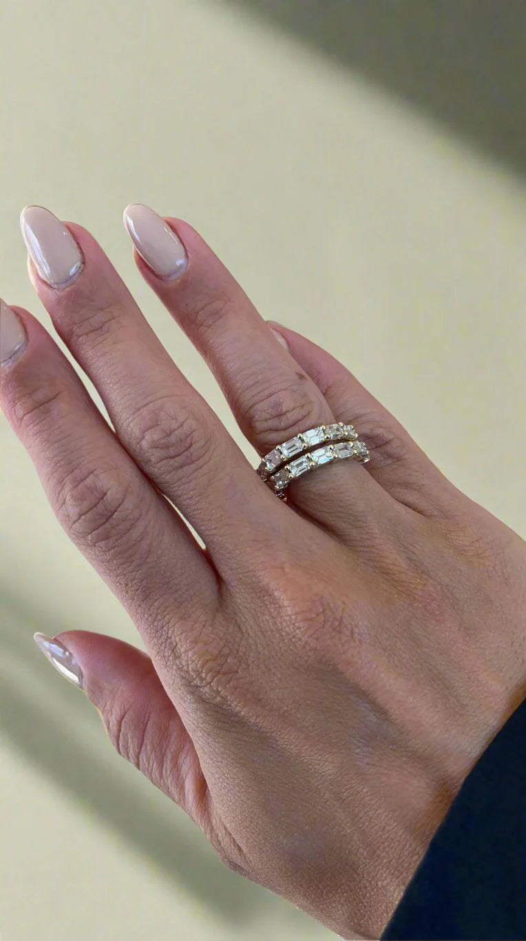 East to West Emerald Cut Diamond Eternity Ring
