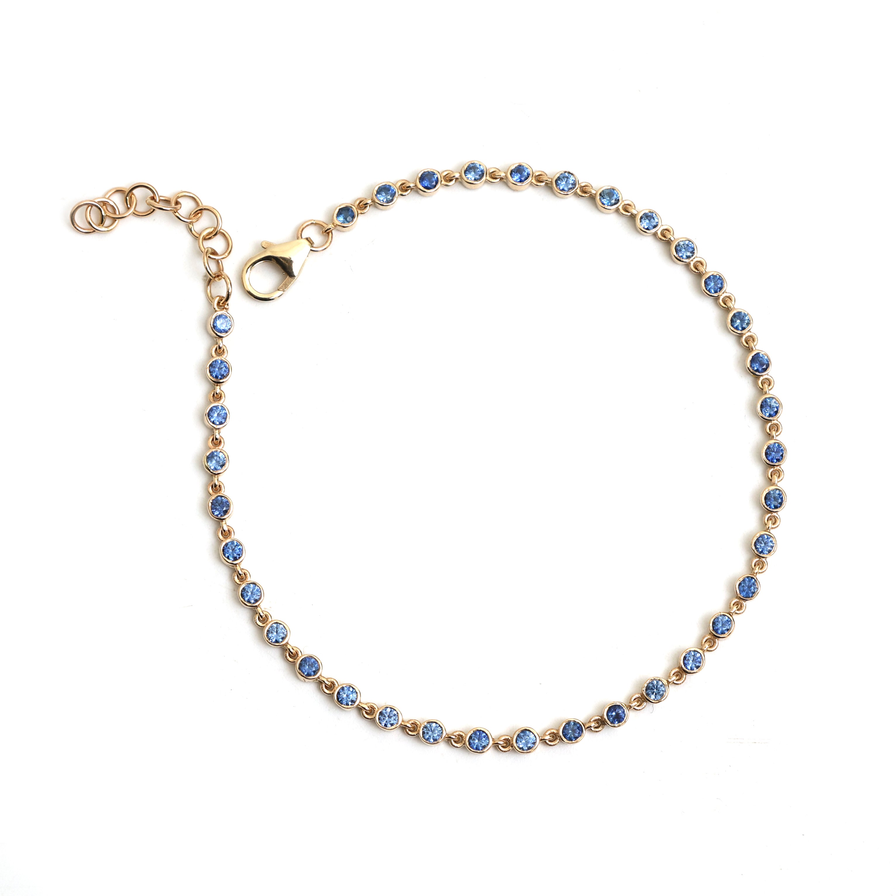 14K Natural Blue Sapphire Bezel Bracelet