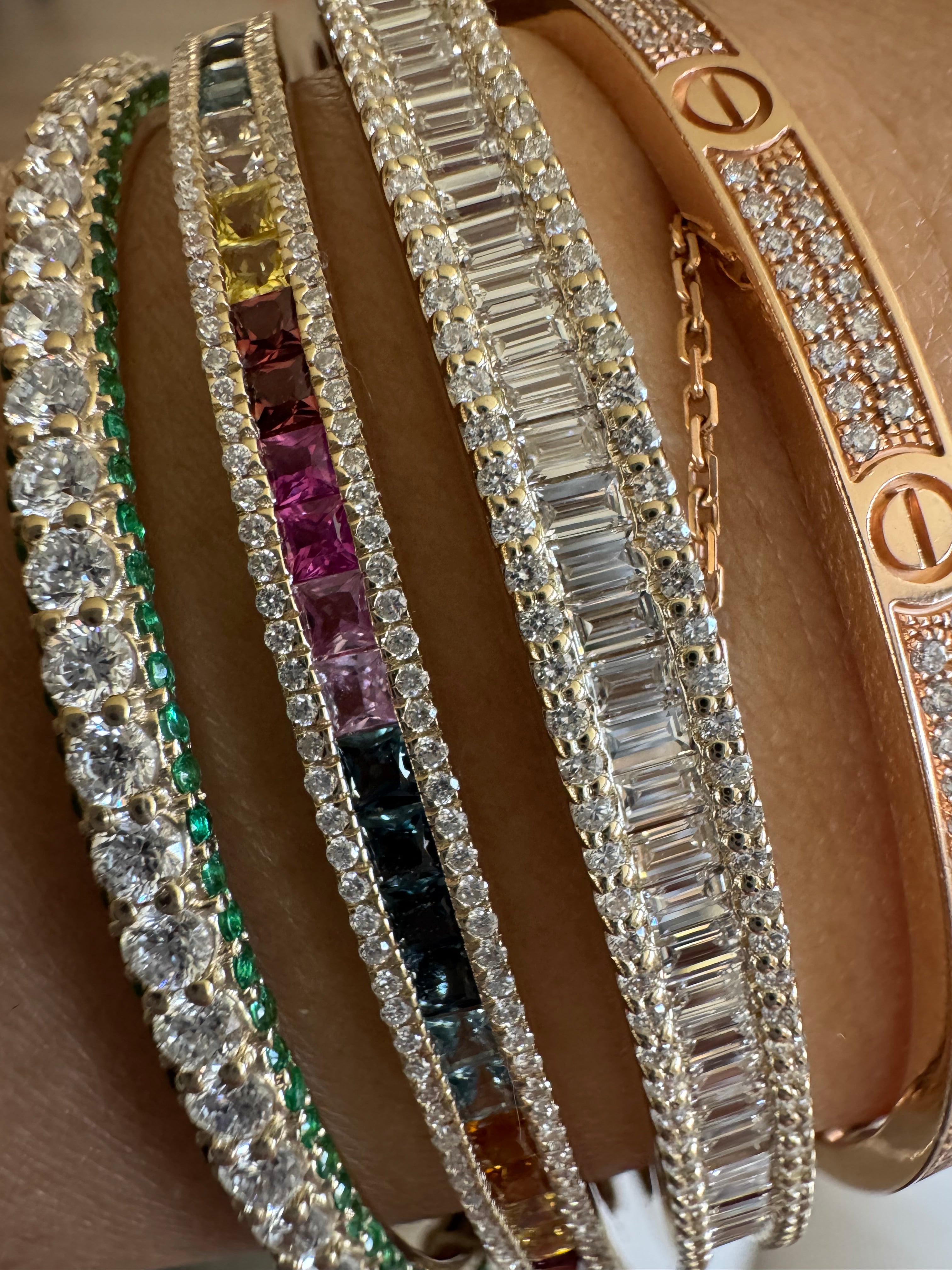 Channel Set Diamond Baguette Bangle Bracelet