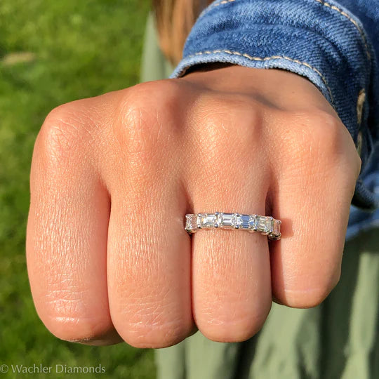 East to West Emerald Cut Diamond Eternity Ring