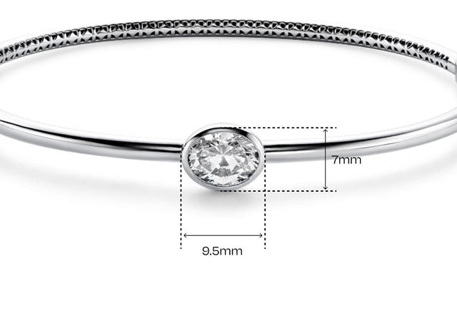 1ct Oval Diamond Bezel Bangle