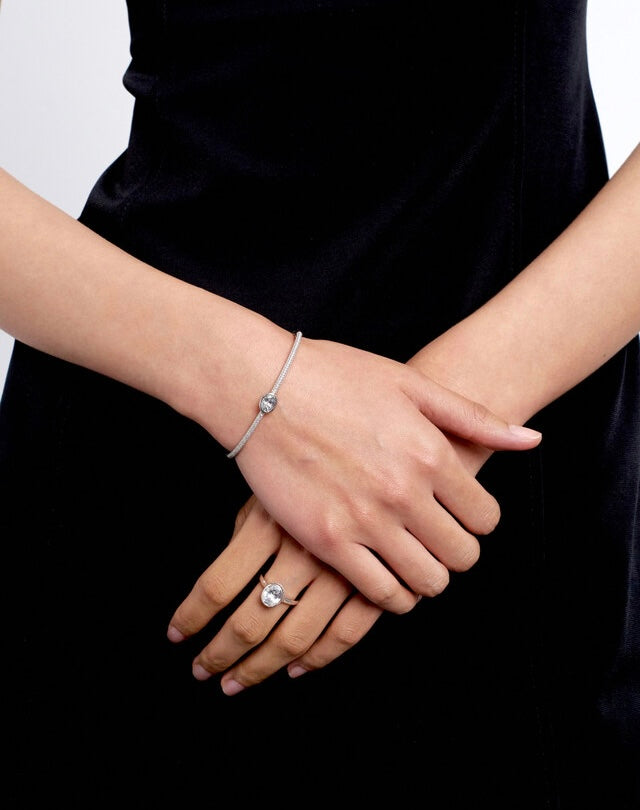 1ct Oval Diamond Bezel Pave Bangle