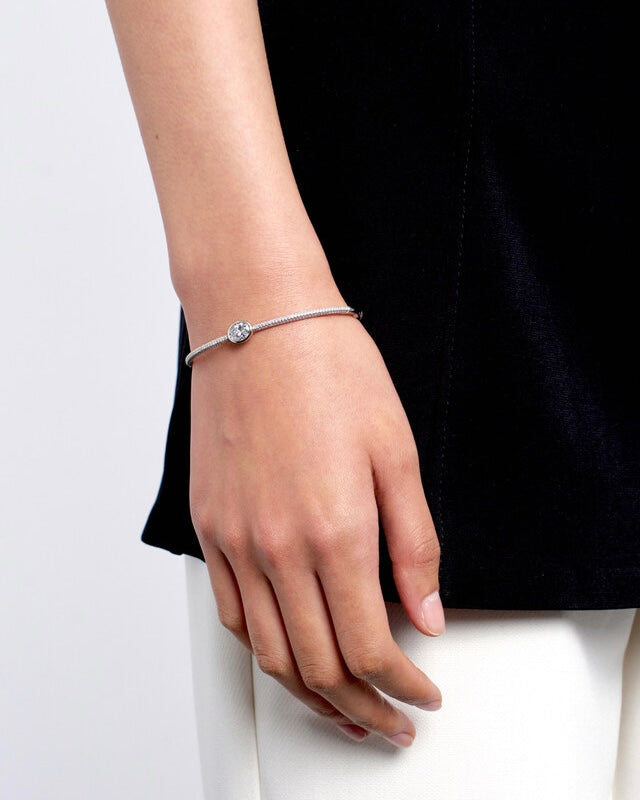 1ct Oval Diamond Bezel Pave Bangle