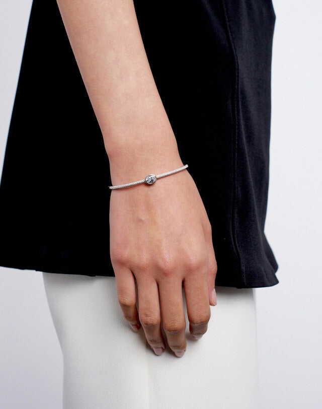 1ct Oval Diamond Bezel Pave Bangle