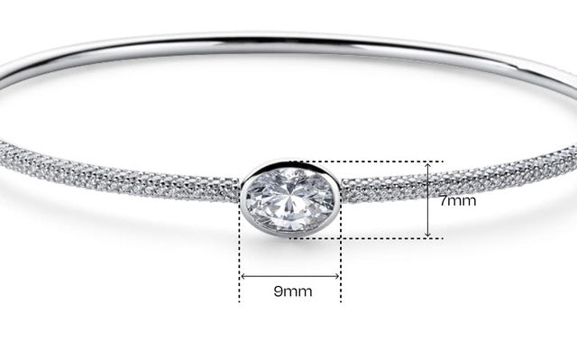 1ct Oval Diamond Bezel Pave Bangle