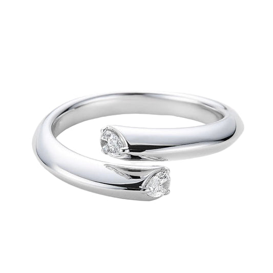 Diamond Pear-Cut Crossover Open Ring