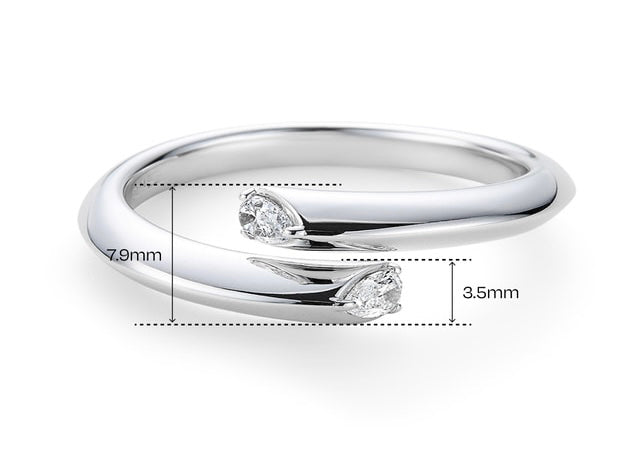 Diamond Pear-Cut Crossover Open Ring