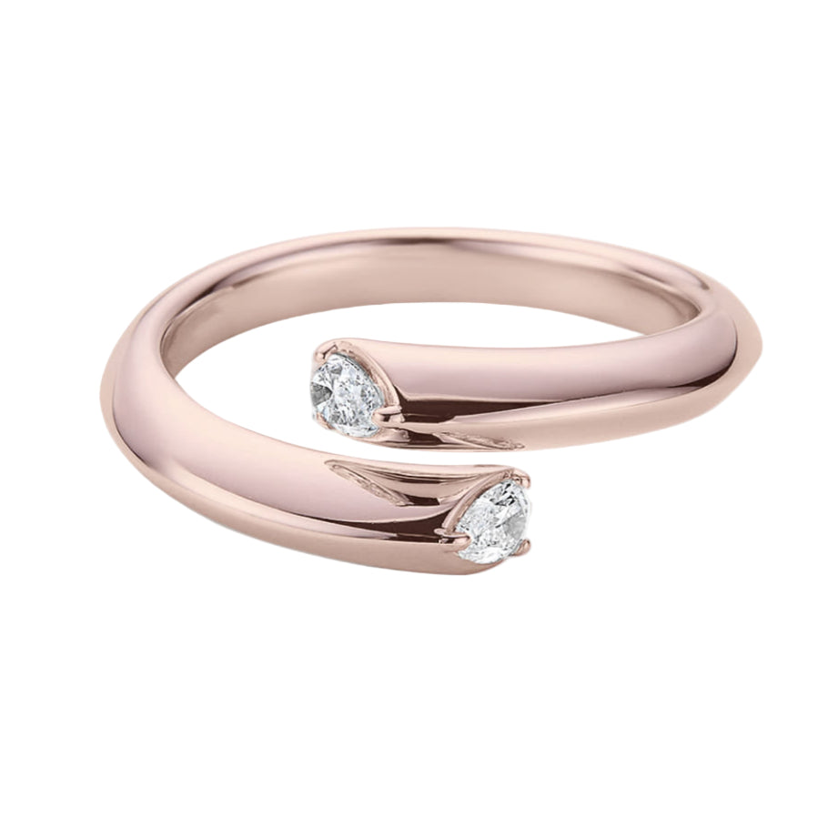 Diamond Pear-Cut Crossover Open Ring