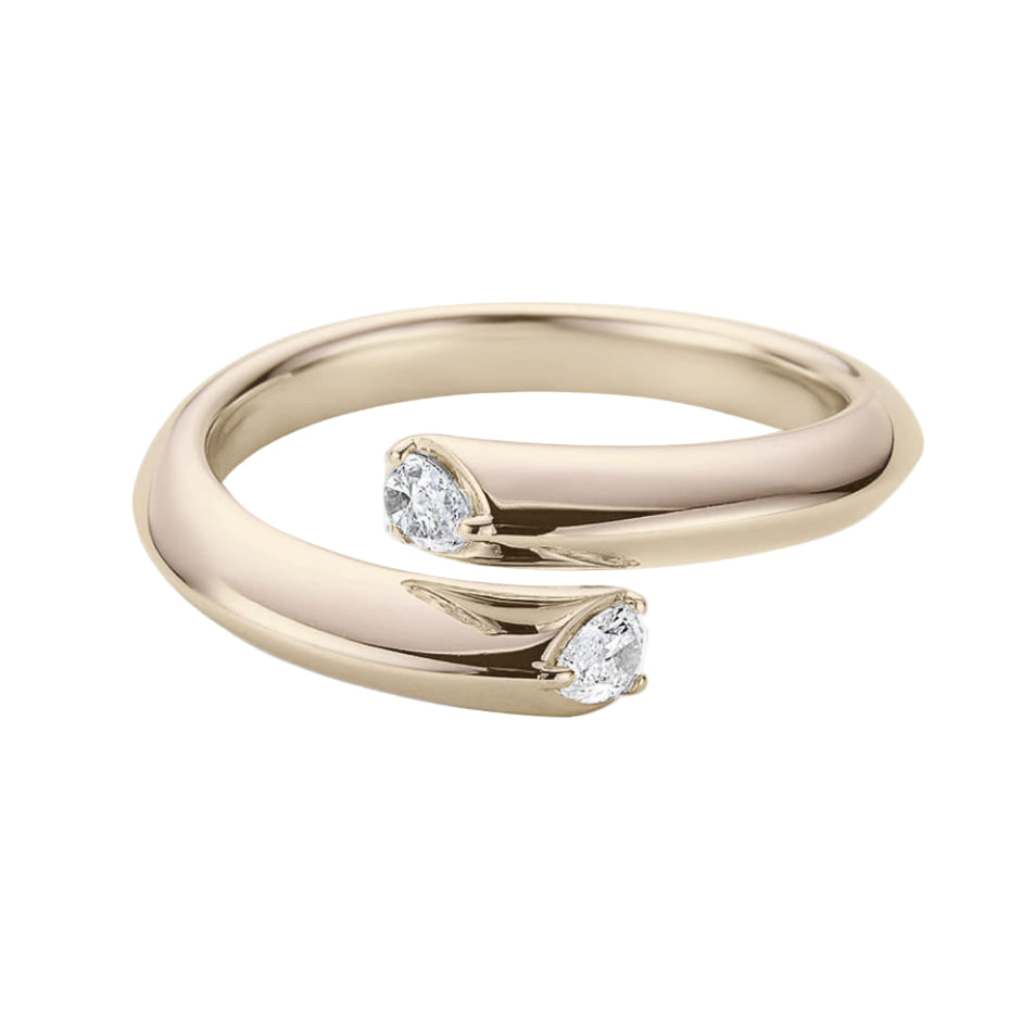 Diamond Pear-Cut Crossover Open Ring
