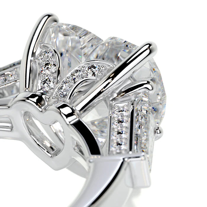 Heart Shaped Diamond and Baguette Side Engagement Ring