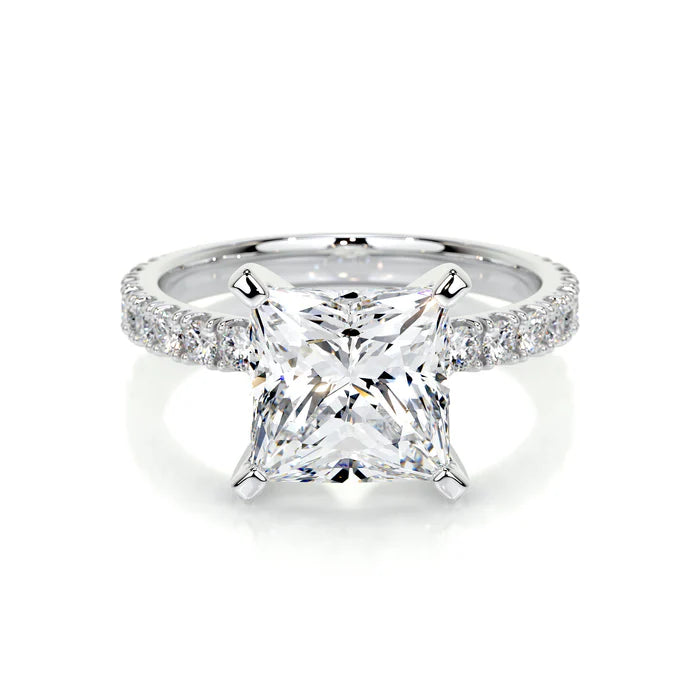 Princess Cut Diamond Accented Engagement Ring