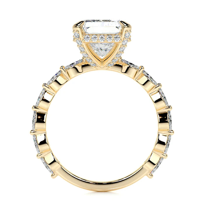 Radiant Cut with Marquise and Hidden Halo Engagement Ring