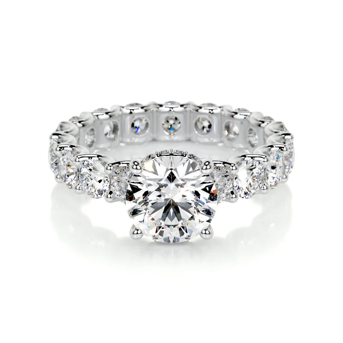 Round Cut Hidden Halo Diamond Engagement Ring