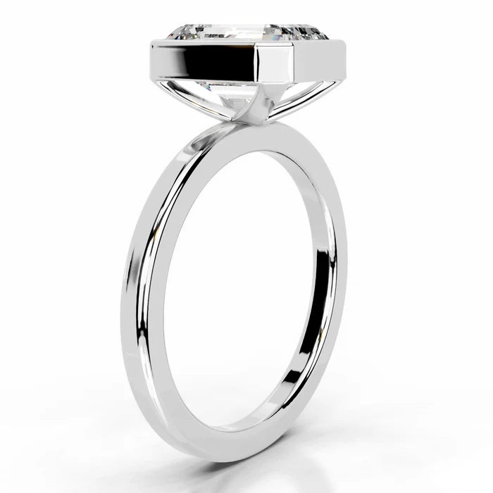 Emerald Cut Diamond Bezel Engagement Ring