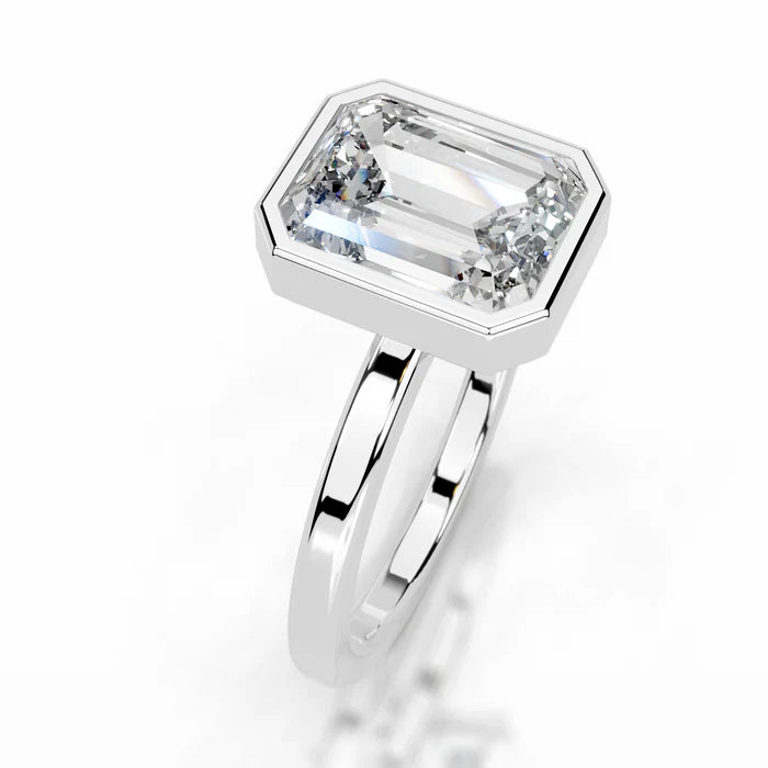 Emerald Cut Diamond Bezel Engagement Ring