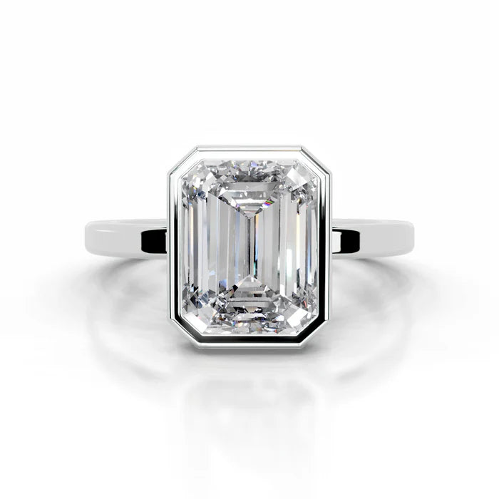Emerald Cut Diamond Bezel Engagement Ring
