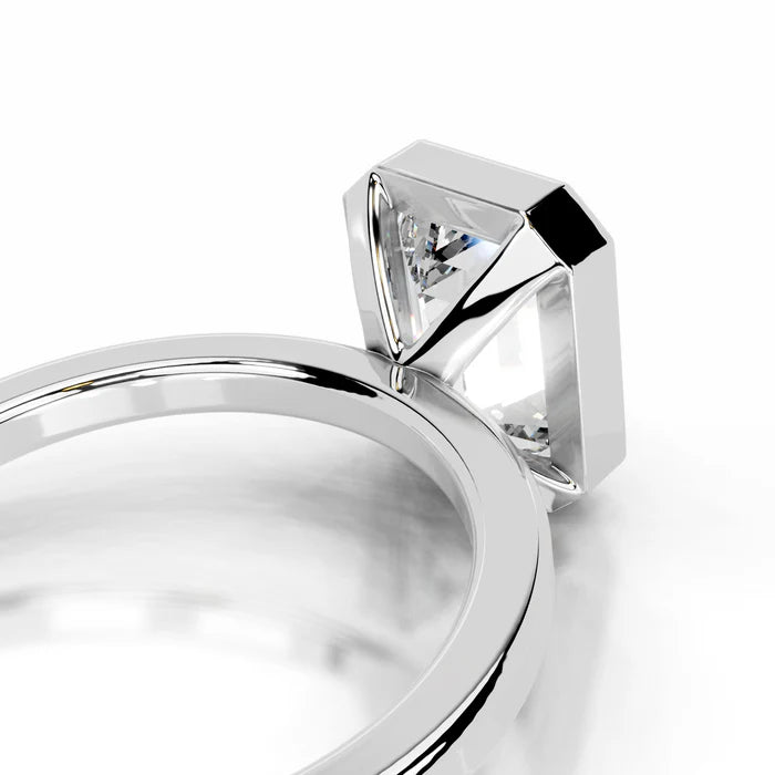 Emerald Cut Diamond Bezel Engagement Ring