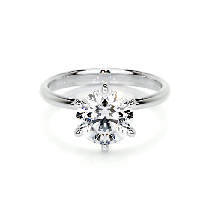 Round Cut Diamond 6 Prong Engagement Ring