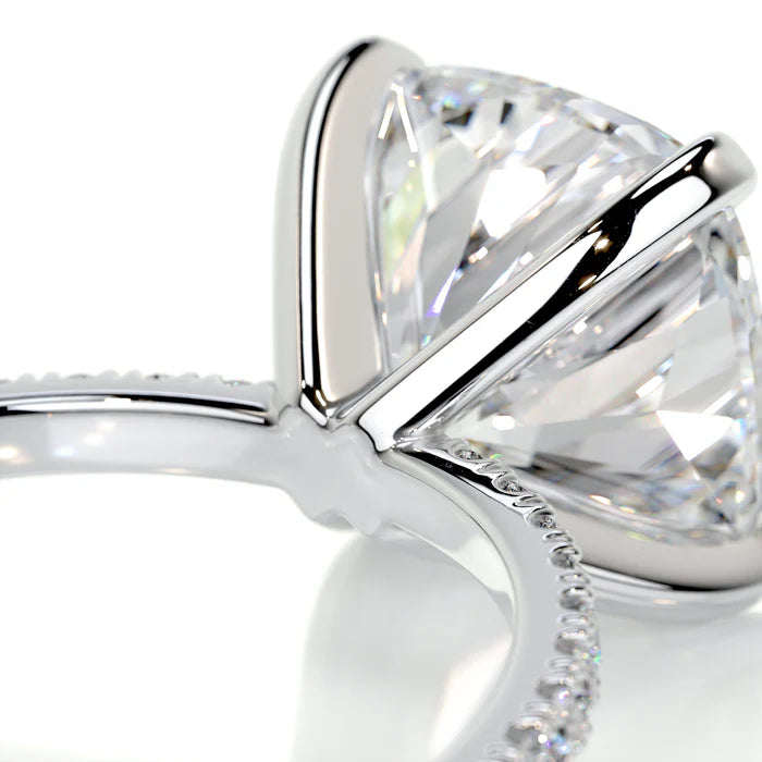 Cushion Diamond 4 Prong Pavé Engagement Ring