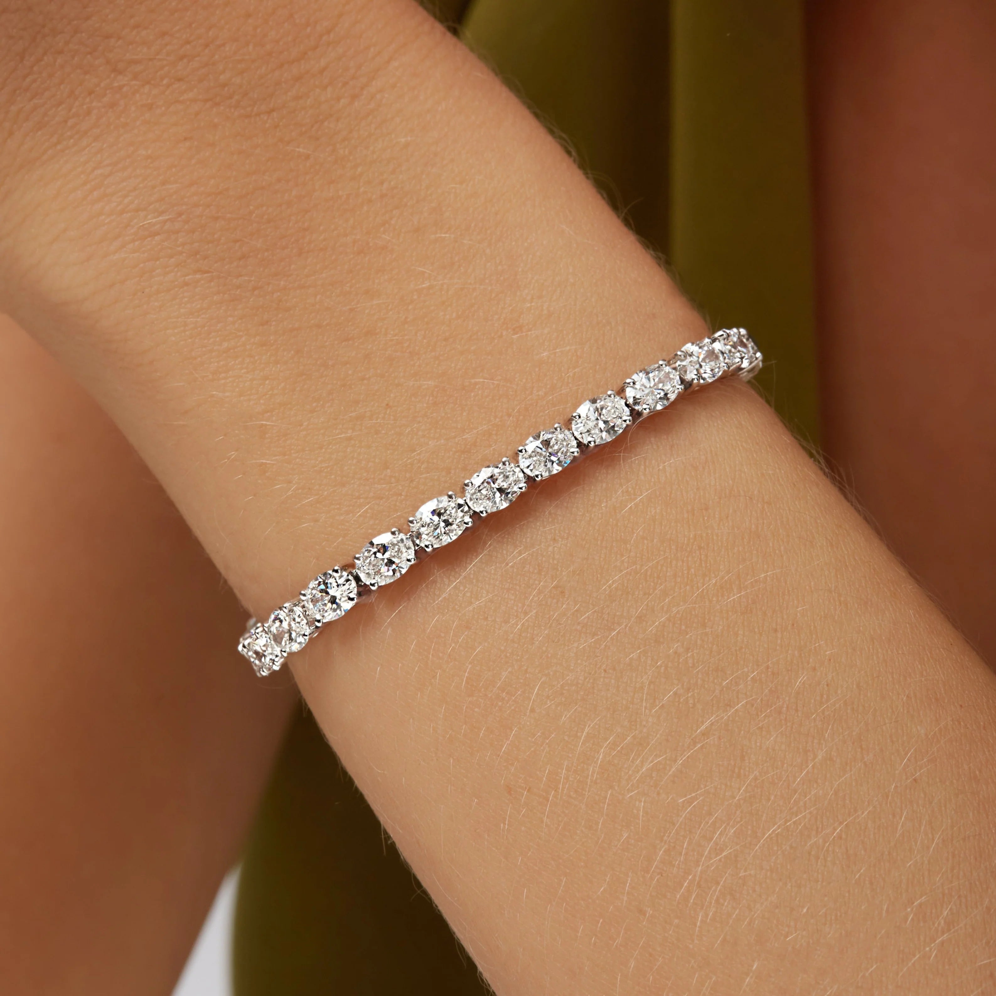 East-West Oval Cut Diamond Tennis Bracelet