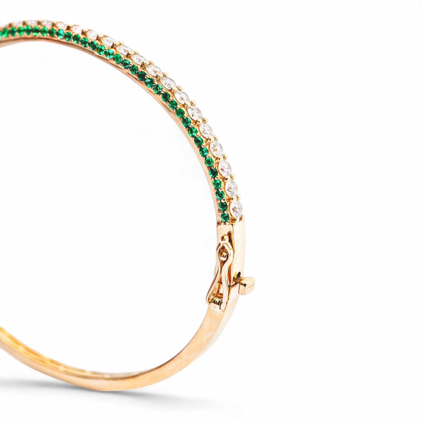 Diamond and Gemstone 3 Sided Bangle Bracelet