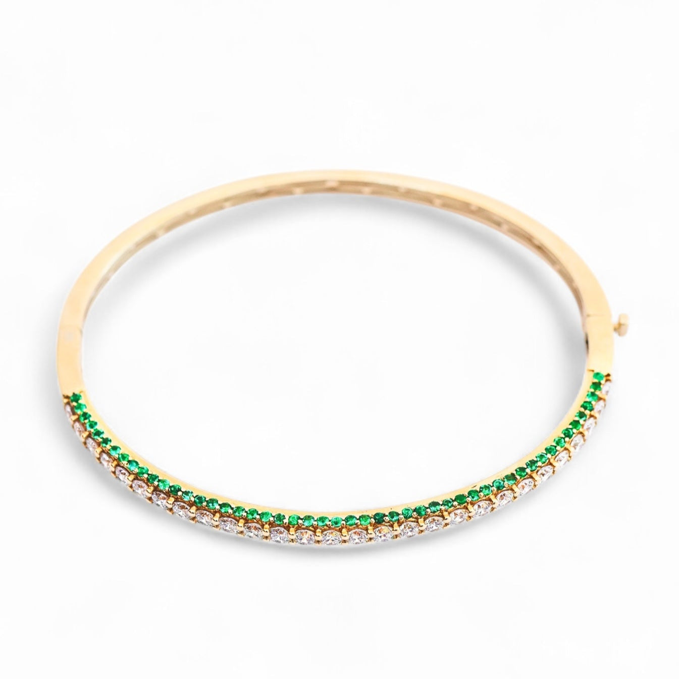 Diamond and Gemstone 3 Sided Bangle Bracelet