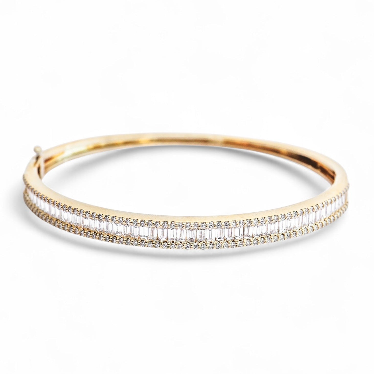Channel Set Diamond Baguette Bangle Bracelet