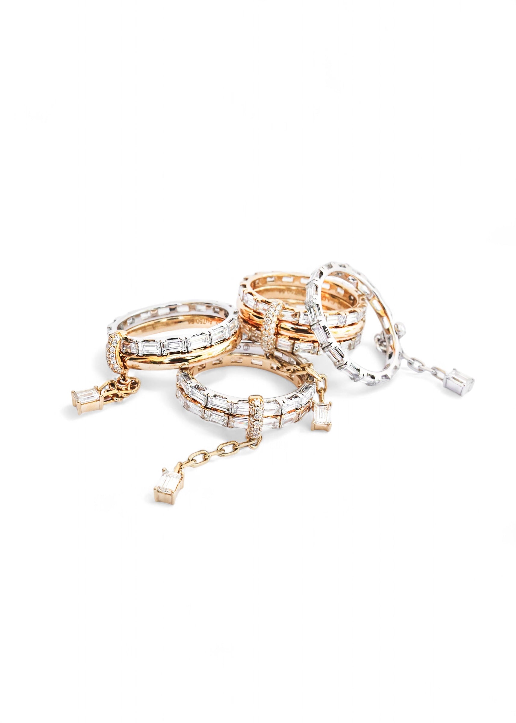 Twilight Drop Yellow Gold and White Gold Baguette Diamond Ring