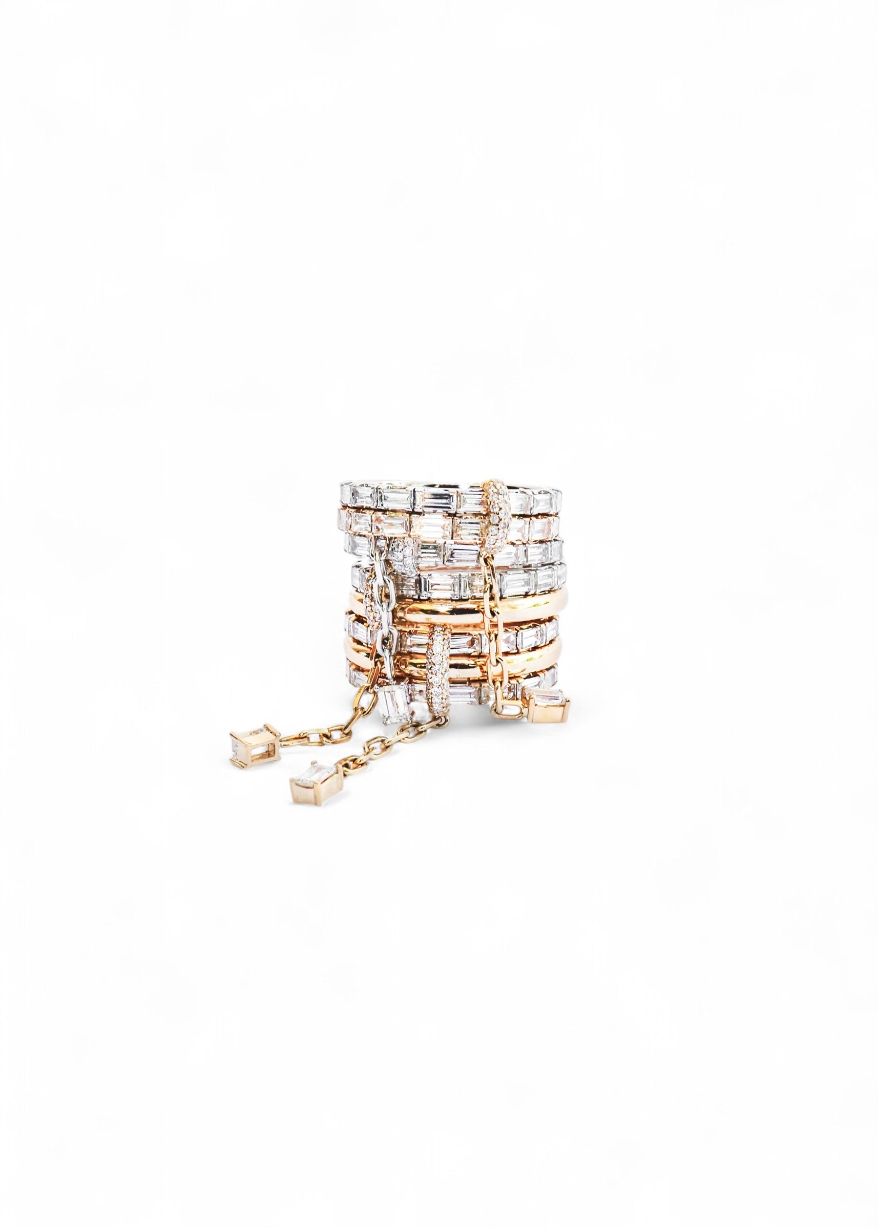 Twilight Drop Yellow Gold and White Gold Baguette Diamond Ring