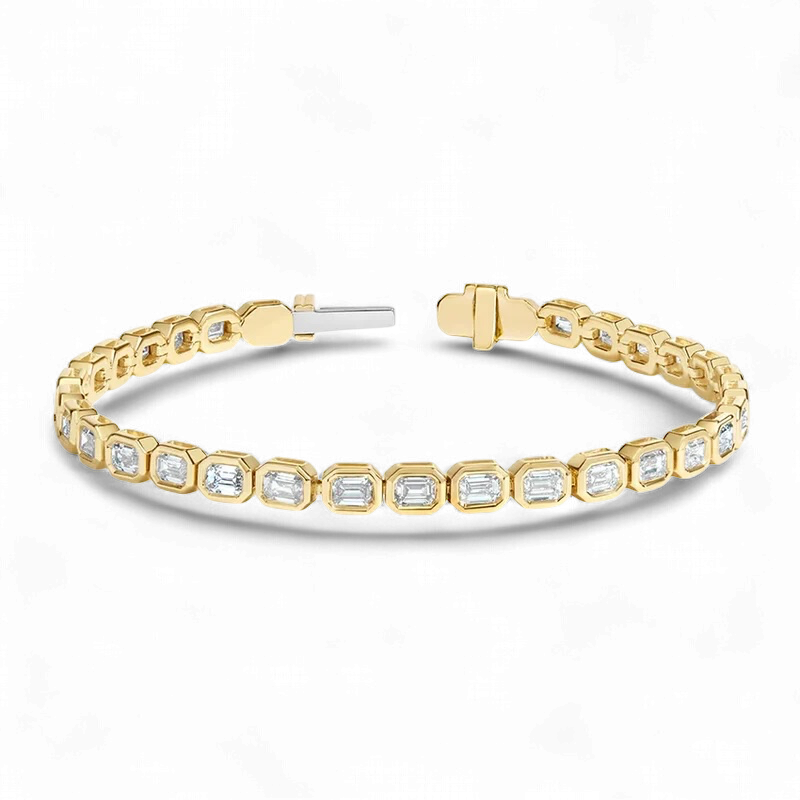 Emerald Diamond Bezel Tennis Bracelet 5 cttw