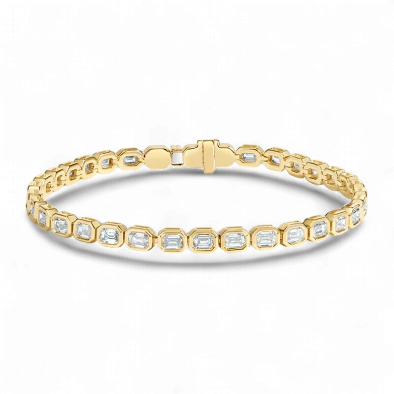 Emerald Diamond Bezel Tennis Bracelet 5 cttw