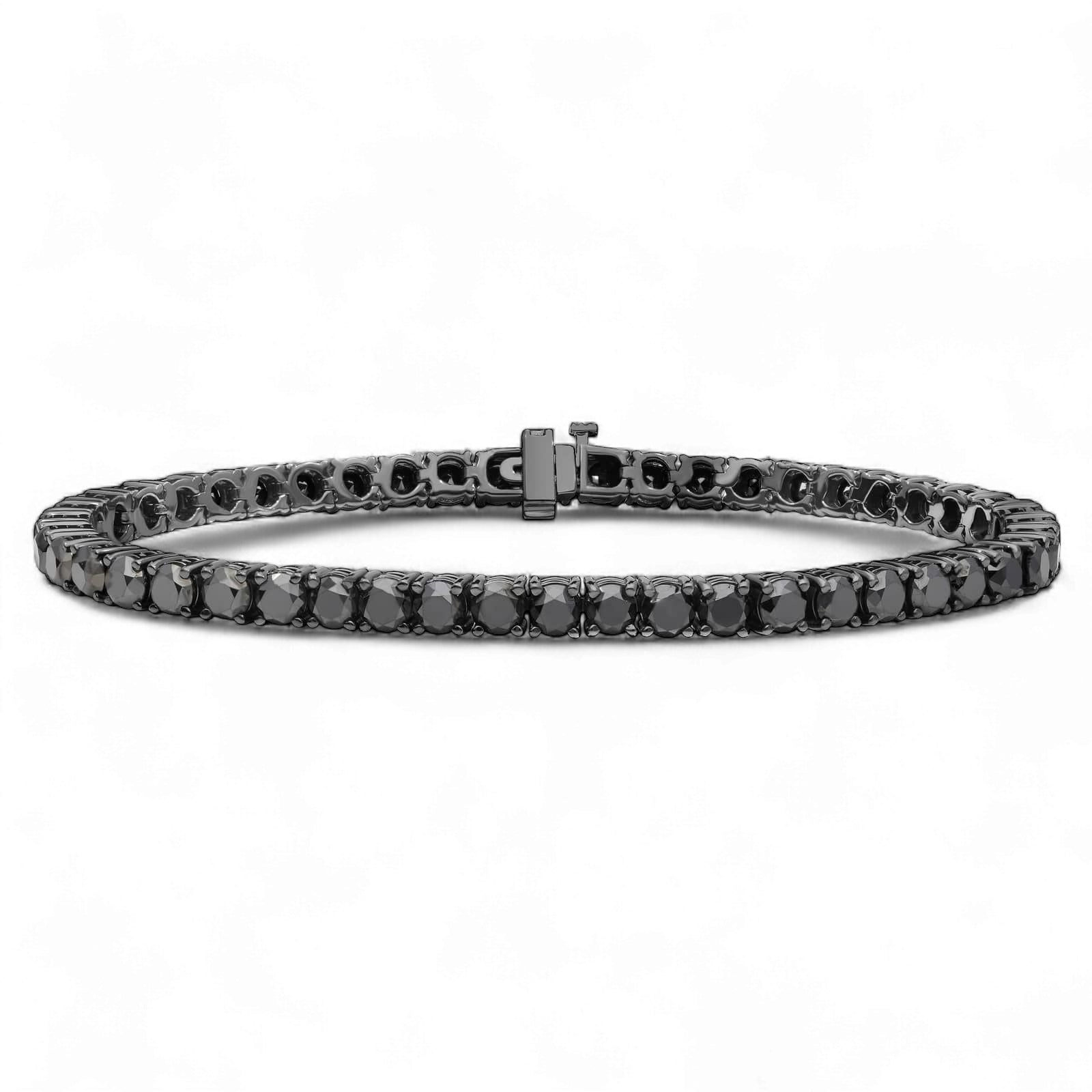 Black Diamond Tennis Bracelet in Black Rhodium-Plated 14K White Gold