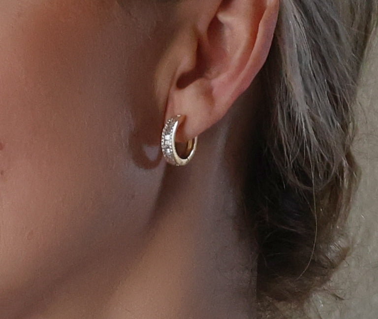 Stacked Baguette Diamond Hoop Earrings