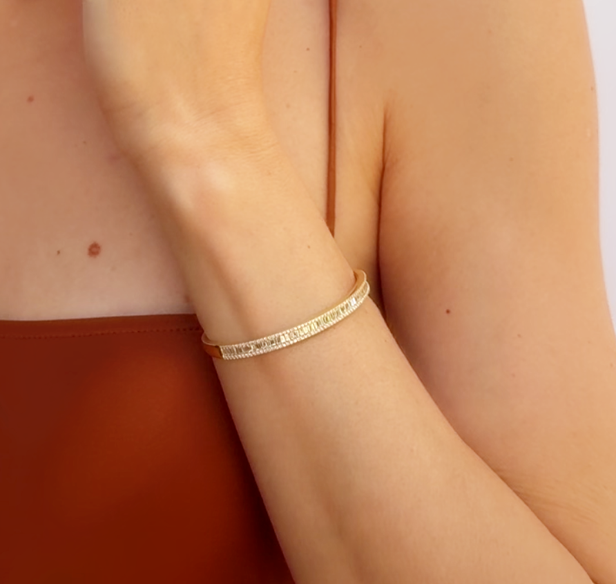 Channel Set Diamond Baguette Bangle Bracelet