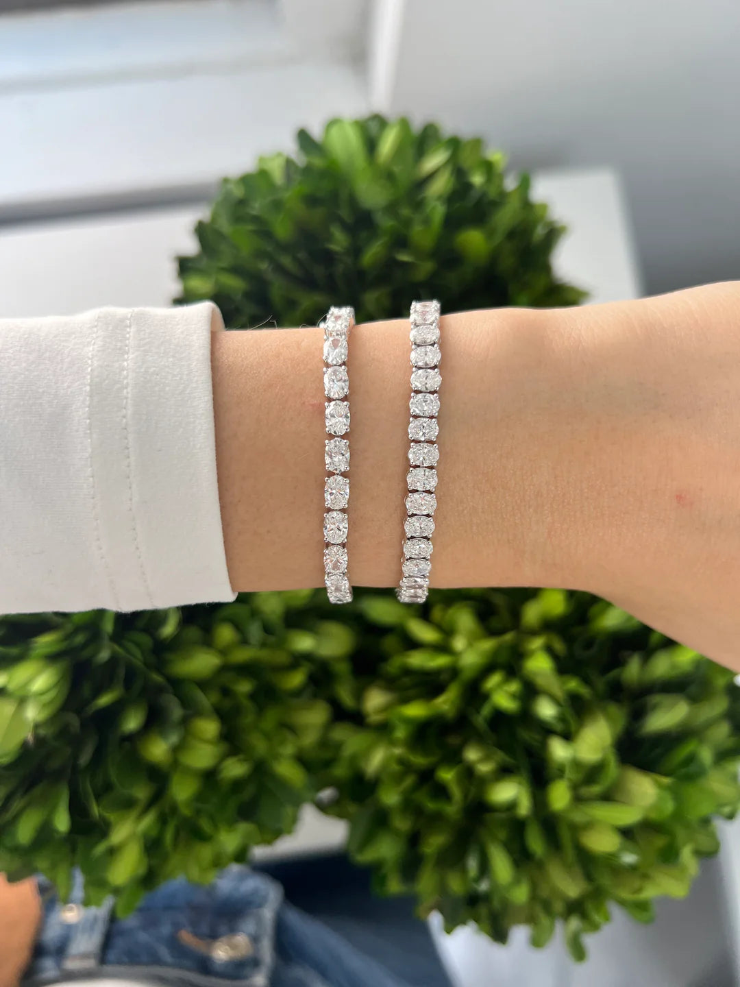 East-West Oval Cut Diamond Tennis Bracelet
